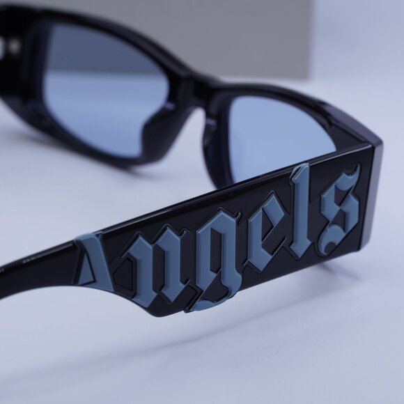 Palm Angels PERI007 ANGEL 1040 Rectangle Sunglasses - Black/Light Blue - Picture 10 of 11
